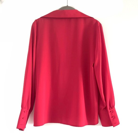 Zara Red Flowy Blouse Size Medium - Picture 4 of 10